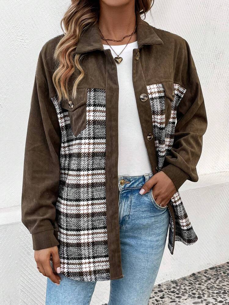 Women's Patchwork Plaid Regular Jacket