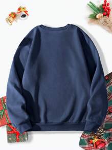 Men's Christmas Pattern Sweatshirt - Royal Blue - View 2
