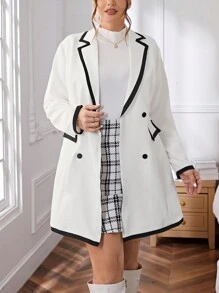 SHEIN Privé Của phụ nữ Kích thước lớn Thanh lịch Đôi ngực Bộ đồ Váy - Đen và trắng - Xem 4