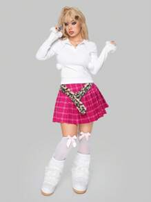 ROMWE Kawaii 素色長袖T恤 - 白色 - 查看 6