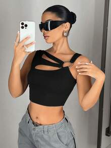 SHEIN ICON Camiseta Sin Mangas - Negro - Ver 4