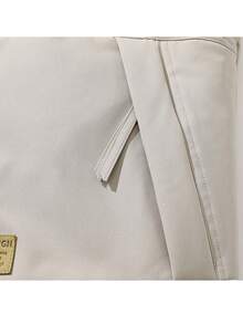 Men Letter Patched Detail Drawstring Hem Vest Padded Coat, Warming - Khaki - View 5
