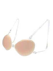 Solid Color Push-up Silicone Stick-on Bra With Removable Straps - Apricot - View 3