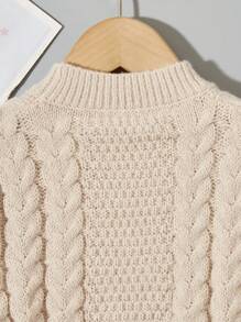 SHEIN Young Boys' Round Neck Knitted Sweater - Khaki - View 5