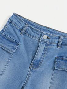 SHEIN Tween Boy Flap Pocket Side Cargo Jeans