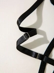 SHEIN Exotic-Bondage 女式性感內衣套裝(附鏤空胸罩和丁字褲) - 黑色 - 查看 4