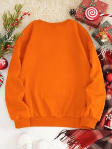 Áo nỉ lót nhiệt in hình đầu lâu Giáng sinh cỡ lớn - trái cam - Xem 2