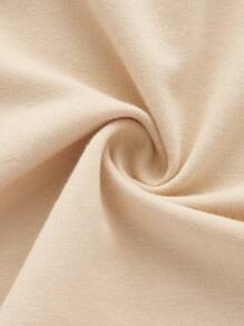 SHEIN EZwear 加大码落肩抽绳超短款卫衣 - 卡其色 - 查看 4