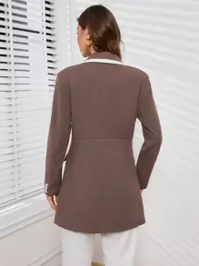 GENKIRA Women'S Double-Breasted Long Sleeve Blazer Fall Cloth For Women - Coffee Brown - View 3