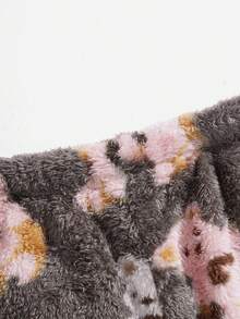 男士熊紋絨毛睡褲 - 粉色 - 查看 4