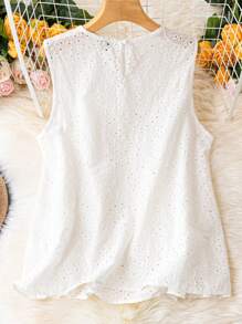 SHEIN LUNE 大尺寸網布刺繡背心 - 白色 - 查看 2