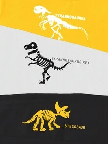 Baby Boy Dinosaur Print Colorblock Sweatshirt & Sweatpants - Yellow - View 4