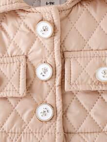 嬰兒女孩絎縫半身裙外套2件套套裝,秋冬 - 杏色 - 查看 4