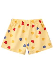 男童愛心圖案運動衫和短褲套裝 - 黃色 - 查看 3