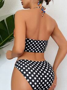 Swim SXY 夏日海滩圆点印花比基尼套装 - 彩色 - 查看 2