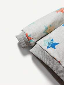 Đứa bé trai 2 Miếng Slogan & In Sao Áo chui đầu - Xanh đậm - Xem 7