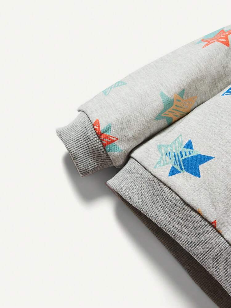 Baby Boy 2pcs Slogan & Star Print Pullover
