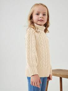 SHEIN Young Girl Long-Sleeved Turtleneck Casual Pullover Sweater