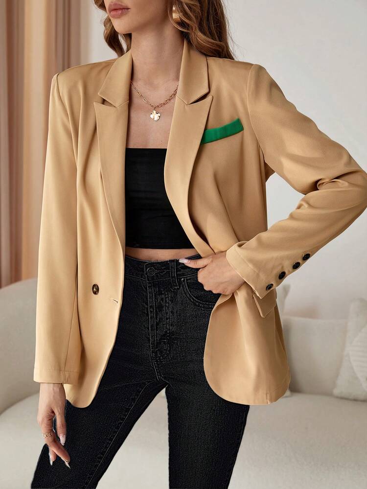 Lapel Collar Double Button Blazer