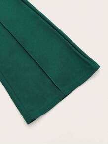 SHEIN Clasi Mặt trước đường may Thắt lưng Quần ống loe - màu xanh lá - Xem 4