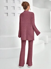 SHEIN Essnce 女士兩件套裝 - 酒紅色 - 查看 2