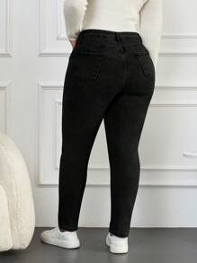 RueChic Grand Taille Noir Skinny Jeans Taille Haute - Noir - Voir 2