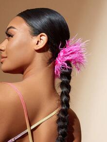 SHEIN SXY Plain Hair Elastic Band - Hot Pink - View 4