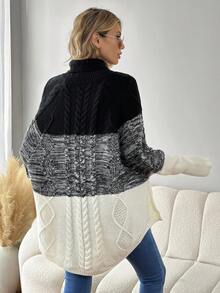 SHEIN LUNE Của phụ nữ Khối màu Lỏng lẻo phù hợp Giải trí Áo len - Xám - Xem 2