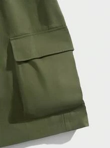 Manfinity NXTstreet Men's Drawstring Waist Cargo Woven Shorts - Army Green - View 4