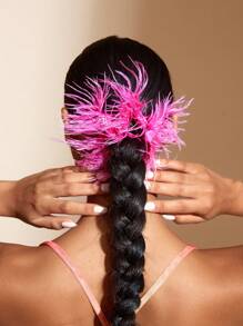 SHEIN SXY Plain Hair Elastic Band - Hot Pink - View 2