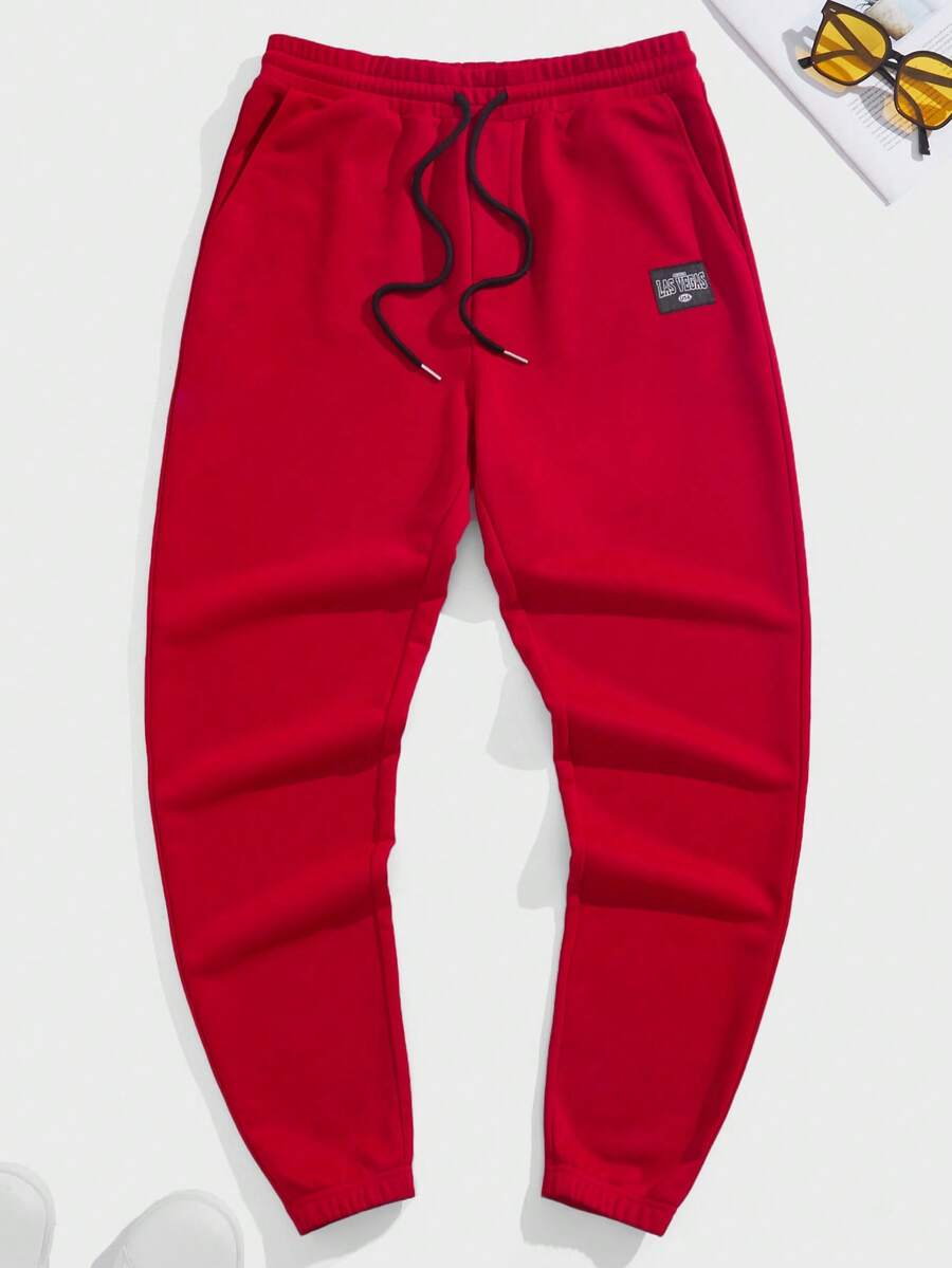 GENTILAND Nam Thư được vá Eo dây rút Quần thể thao - Đỏ - Xem 1