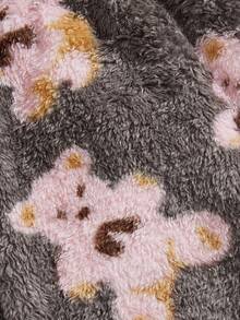 男士熊紋絨毛睡褲 - 粉色 - 查看 5