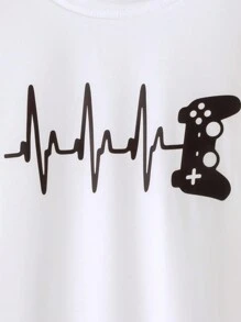 SHEIN Bé trai tuổi teen Chơi game Bộ điều khiển Áo thun - trắng - Xem 4