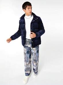 Manfinity VCAY Chaqueta acolchada con cremallera de ajuste holgado para hombre