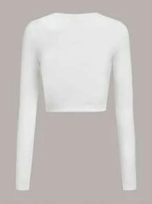 SHEIN EZwear In Giáng sinh Áo phông Crop - trắng - Xem 2