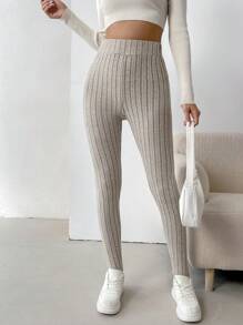 SHEIN LUNE 女士打底褲 - 杏色 - 查看 4