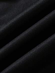 Men's Hooded Sweatshirt With Crane And Text Printed Design - Black - View 8