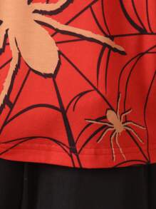 SHEIN 2 件裝幼兒男孩休閒蜘蛛印花短袖 T 恤和慢跑套裝 - 彩色 - 查看 6