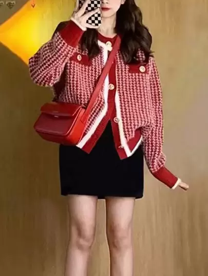 Alicedudu 秋冬韩版休闲柔软针织开衫