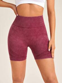 SHEIN Core Rhythm Solid Color High Waist Sports Shorts