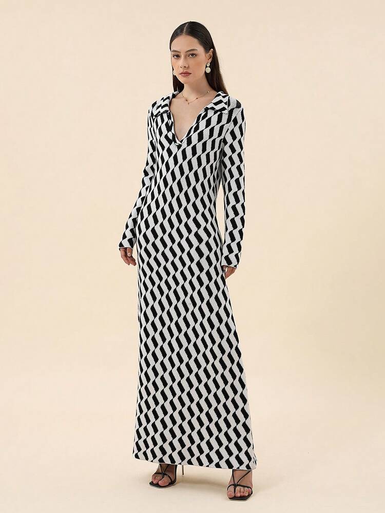 Women's Geometric Pattern Sweater Dress