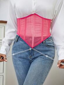 Fishbone Mesh Chain Waist Trainers - Pink - View 3