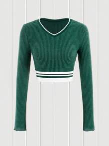 SHEIN EZwear 女性條紋圖案T恤