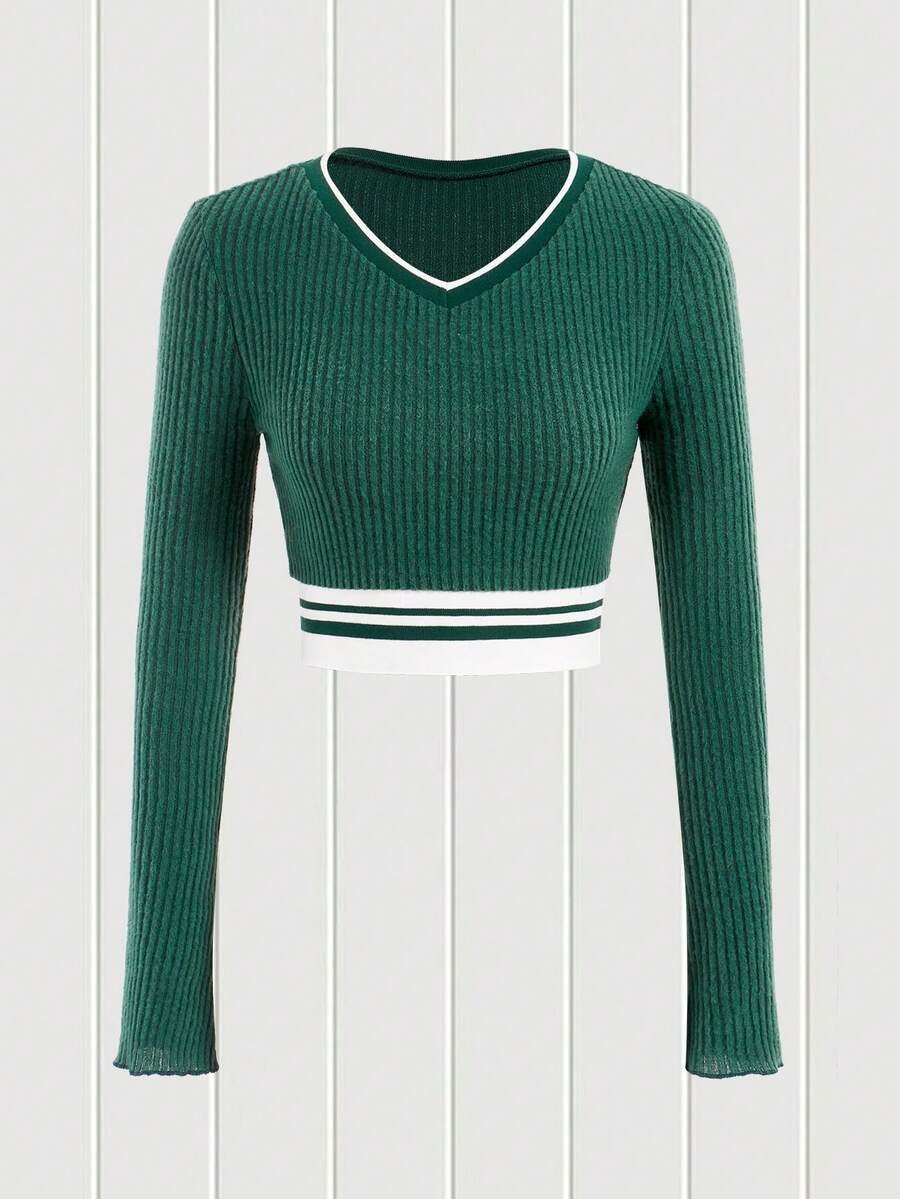 SHEIN EZwear 女性條紋圖案T恤