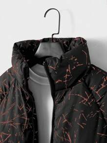 RueChic Men's Full Zip Jacket With All Over Print - Burnt Orange - View 5
