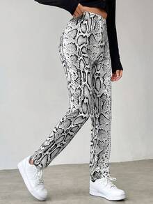 SHEIN Unity Của phụ nữ In rắn Dài Quần - Nhiều màu - Xem 6