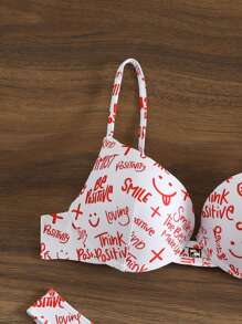 SHEIN Swim 2pcs/Set Cute Cartoon Letter Print Bikini Set, Vacation Bikini Summer Beach - Multicolor - View 6