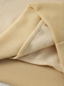 SHEIN EZwear Plus Size Heart & Letter Print Fleece Sweatshirt - Apricot - View 7