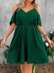 SHEIN LUNE Vestido de verano con hombros recortados para tallas grandes