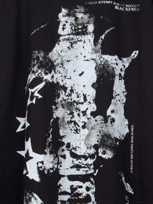 男星鏈圖案數位印花 T 卹 - 黑色 - 查看 5